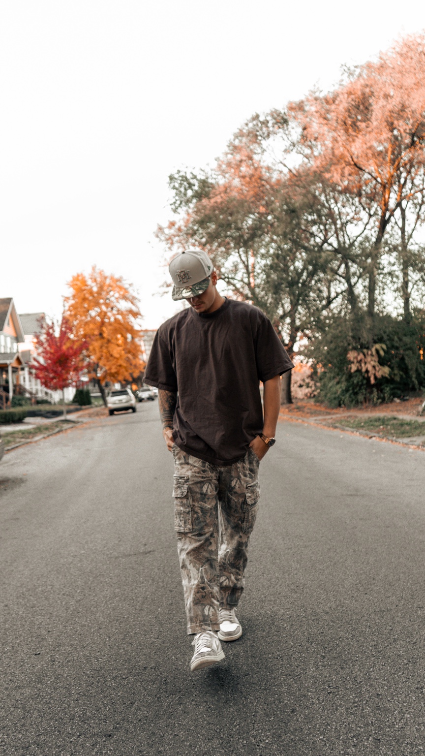 Lifestyle portrait on a fall street