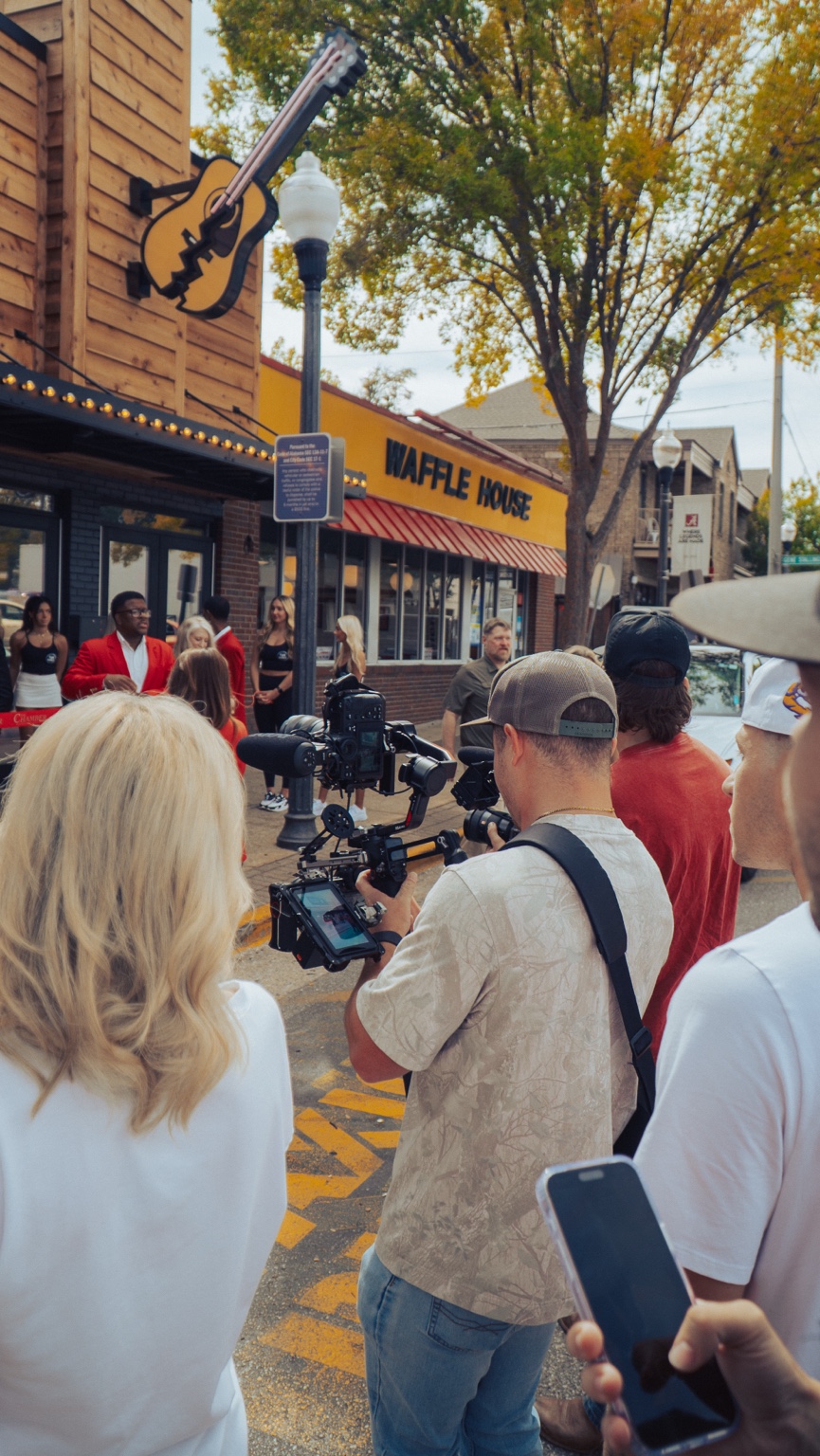 Crowd gathering outside a live event