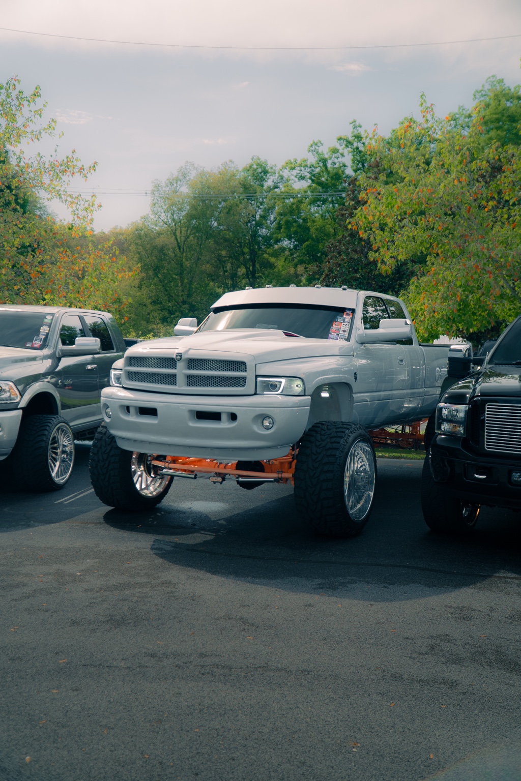 Lifted silver Chevrolet truck